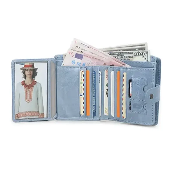 Portefeuille Bleu Deux Volets RFID ELIN