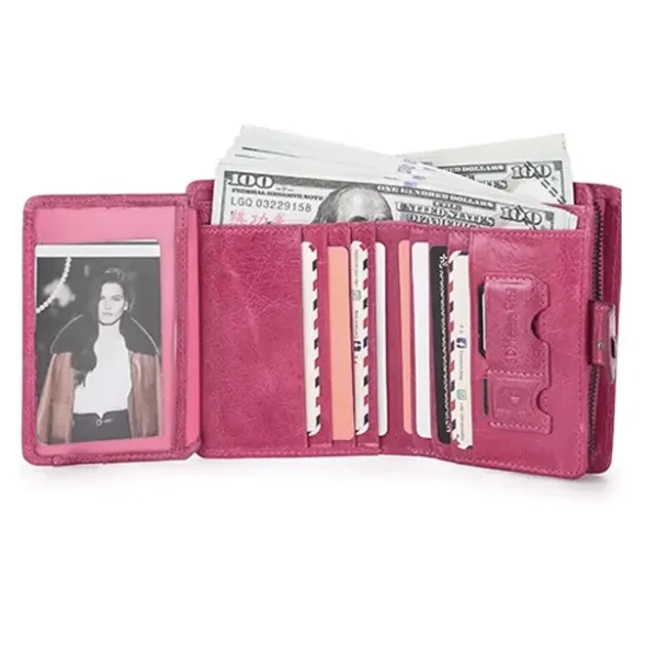 Portefeuille Rose Deux Volets RFID - ELIN