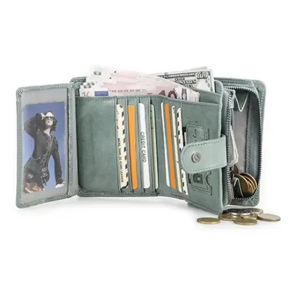 Portefeuille Vert Pastel Deux Volets RFID