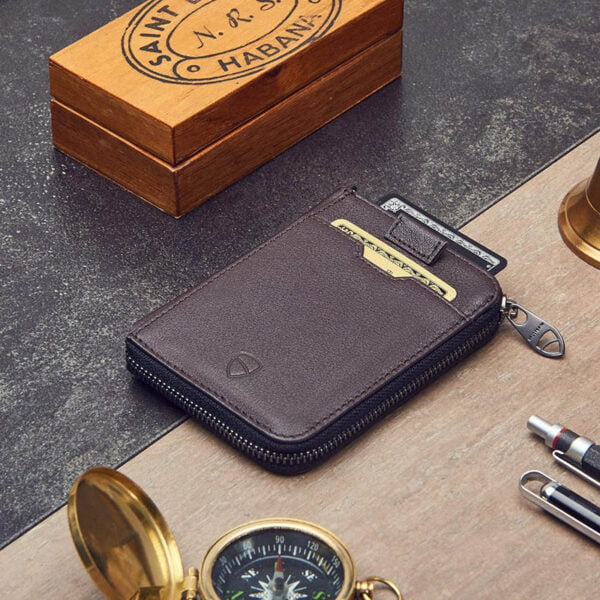 Porte-Cartes RFID Cuir Café pour homme