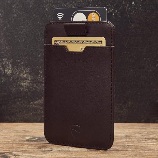 Porte-Cartes RFID Minimaliste Cuir Café - CHELSEA