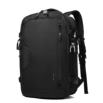 Sac à dos BANGE LEANDER noir, antivol, extensible 55L pour voyage et quotidien.