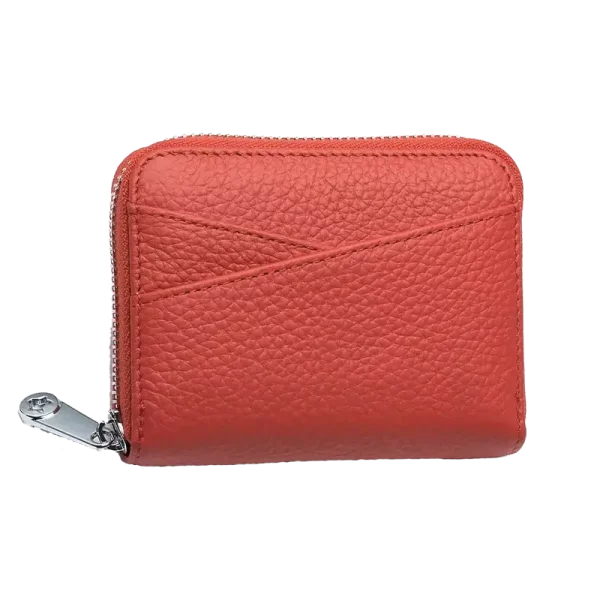 Mini Portefeuille Femme RFID Cuir Rouge