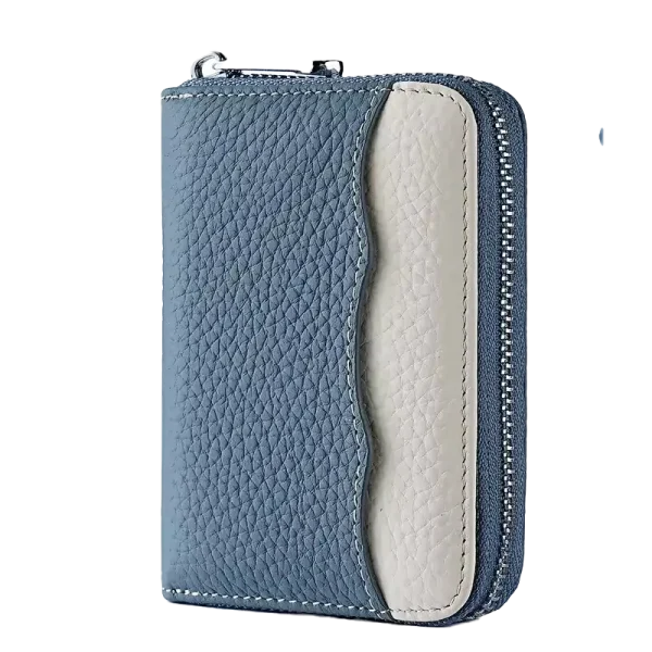Petit Portefeuille RFID Femme Bicolore Bleu Melrose