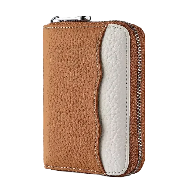 Petit Portefeuille RFID Femme Bicolore Camel Melrose