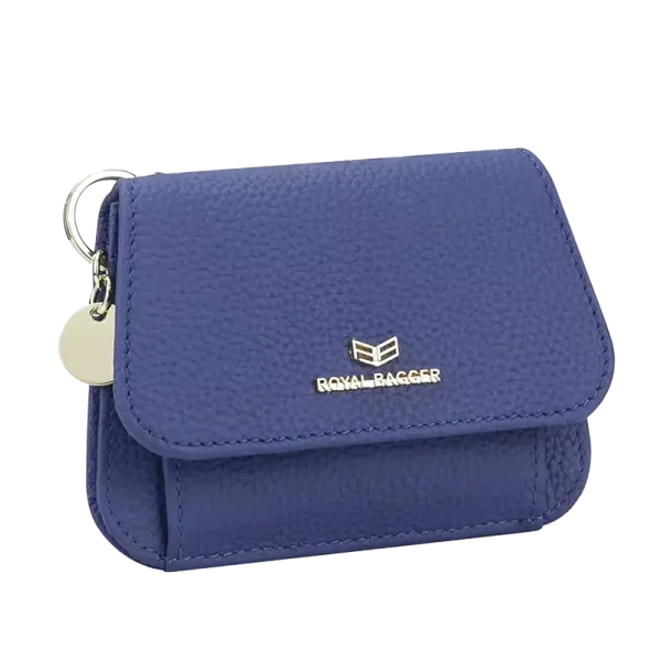 Petit Portefeuille Femme RFID Cuir Un Volet Bleu Foncé