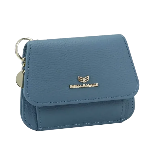 Petit Portefeuille Femme RFID Cuir Un Volet Bleu LOTANA