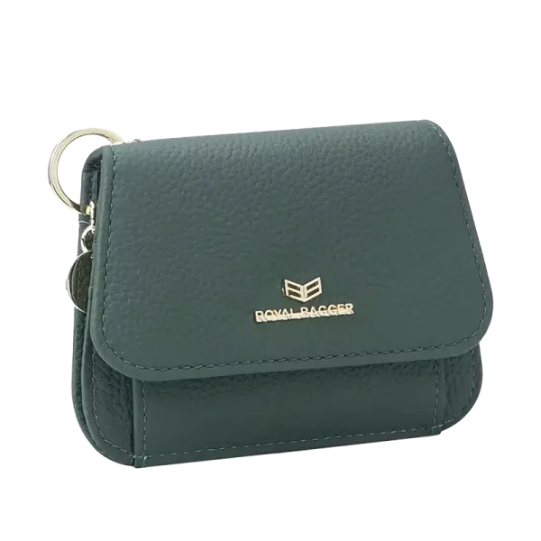 Petit Portefeuille Femme RFID Cuir Un Volet Vert Foncé LOTANA
