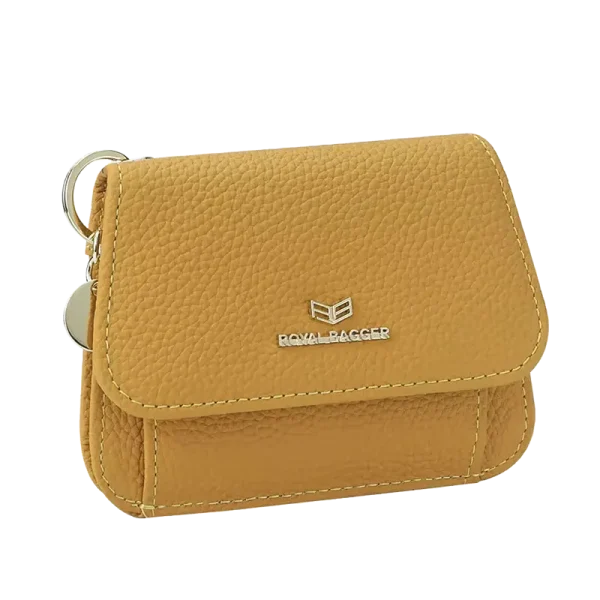 Petit Portefeuille Femme RFID Cuir Un Volet Moutarde LOTANA