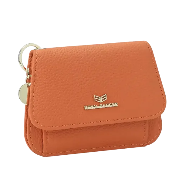 Petit Portefeuille Femme RFID Cuir Un Volet Orange