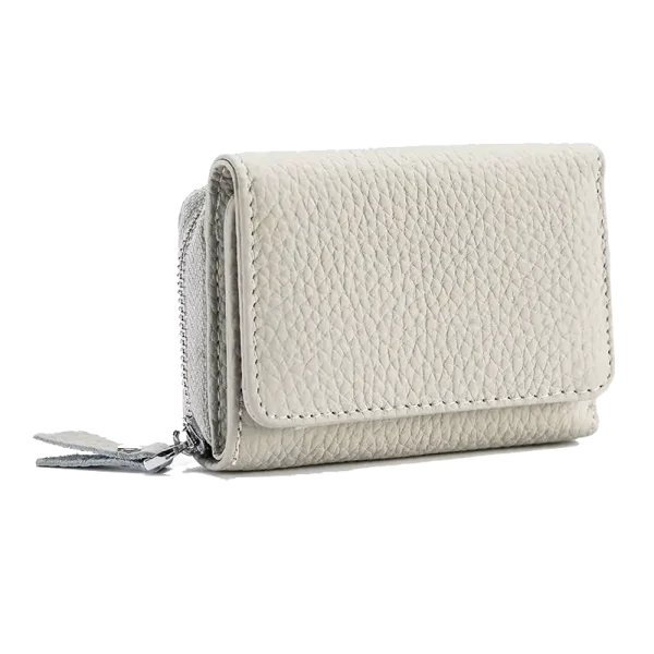 Petit Portefeuille RFID Femme Cuir Grainé Blanc
