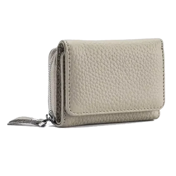 Petit Portefeuille RFID Femme Cuir Grainé Gris CAMARI