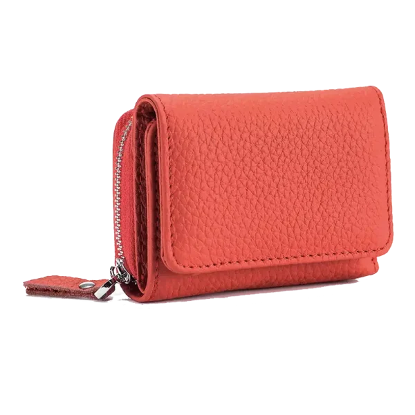 Petit Portefeuille RFID Femme Cuir Grainé Rouge CAMARI