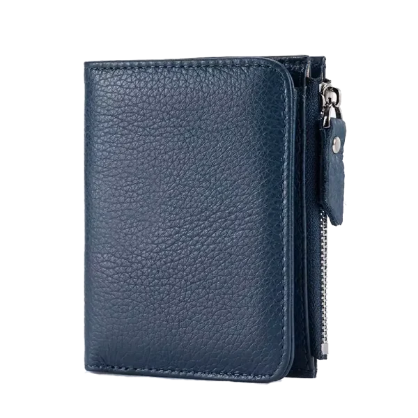 Portefeuille Femme RFID Cuir Véritable Bleu MADILYN