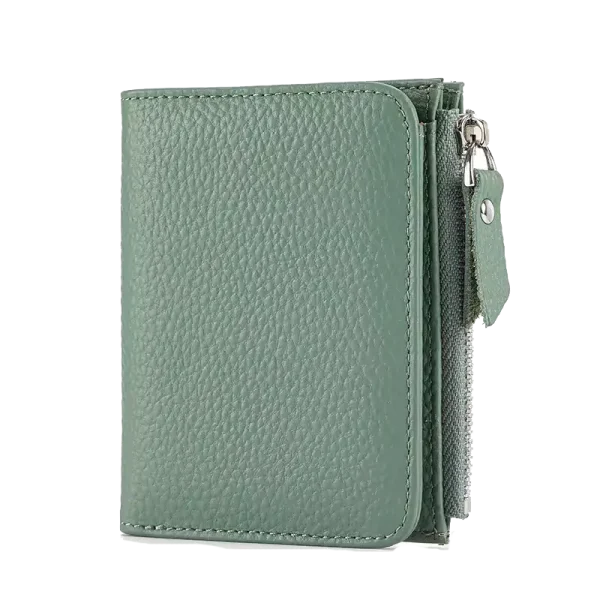 Portefeuille Femme RFID Cuir Véritable Vert - MADILYN
