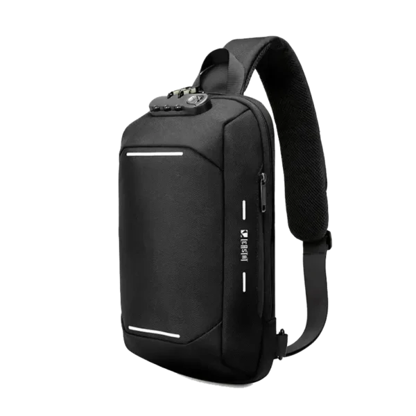Sac bandoulière KILIAN antivol, coque semi-rigide noir urbain, port USB.